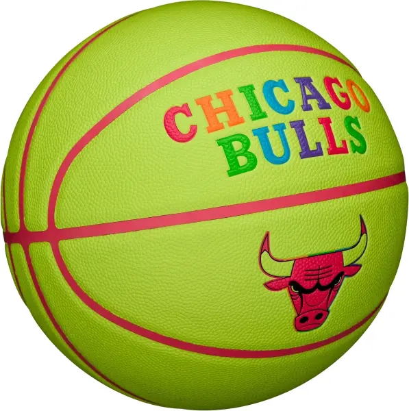 Баскетбольний м'яч Wilson NBA TEAM NEON CHICAGO BULLS салатово-рожевий Розмір 7 WZ4037402XB7