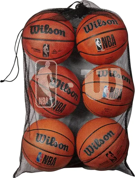 Сетка для баскетбольных мячей Wilson NBA 6 BALL MESH BASKETBALL BAG черная (6 мячей) WTBA70030