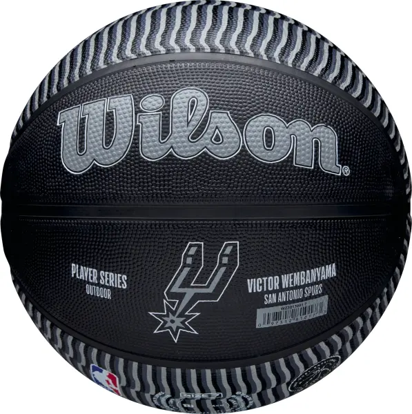 Баскетбольний м'яч Wilson NBA PLAYER ICON OUTDOOR VICTOR WEMBANYAMA чорно-сірий Розмір 7 WZ3017801XB7