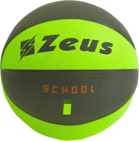 Баскетбольний м'яч Zeus PALLONE BASKET SCHOOL NE/VF салатово-чорний Розмір 7 Z01880